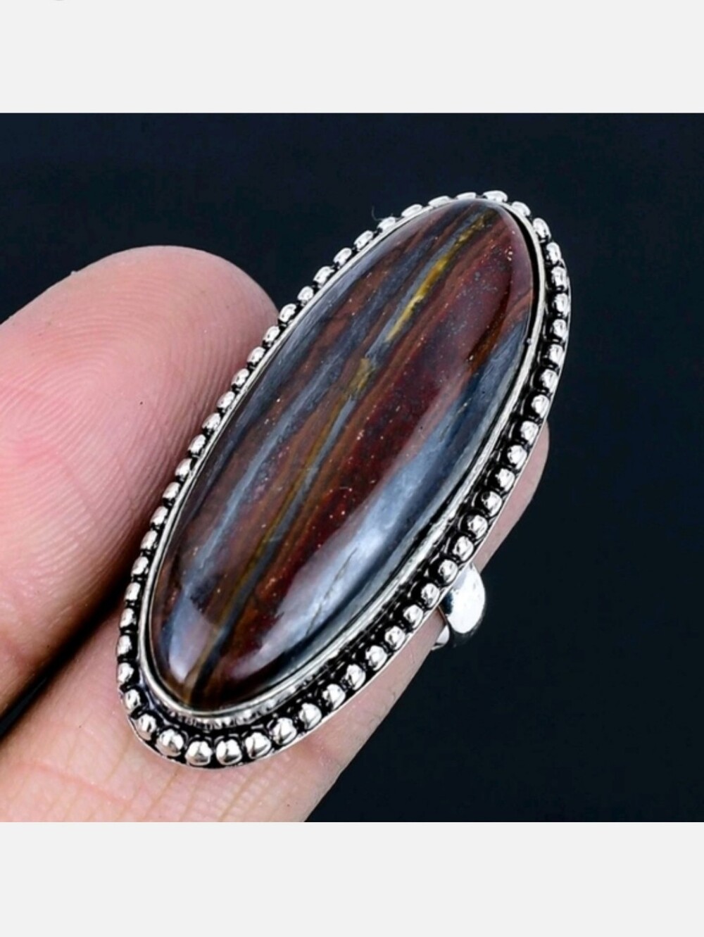 Tiger Iron Gemstone Jewelry 925 Sterling Silver Handmade Ring